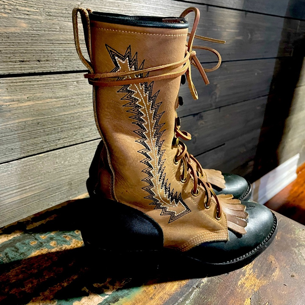 Western lace-up boots by Jeffrey Campbell.